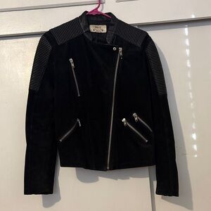 Women’s Black Leather Jacket with Silver Hardware